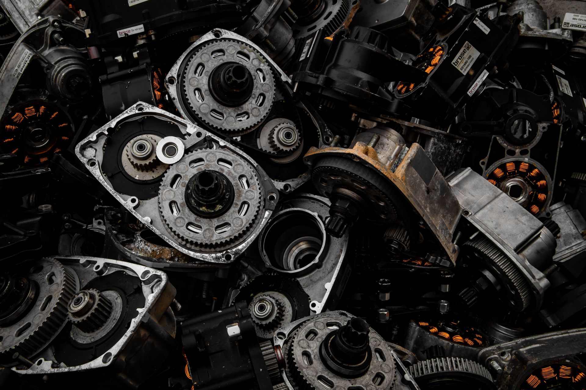 Close-up of precision mechanical components and gears