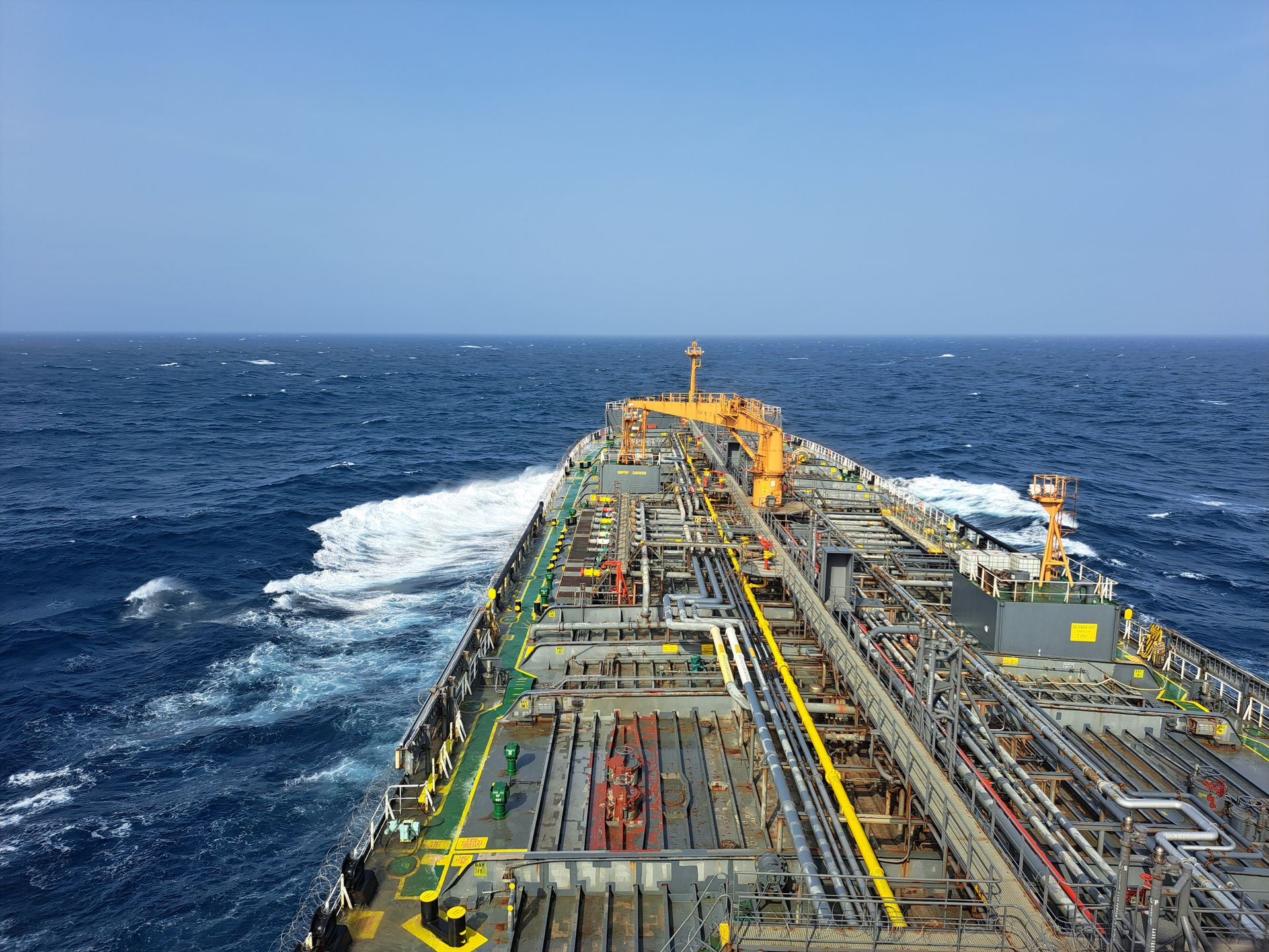 Tanker vessel underway at sea